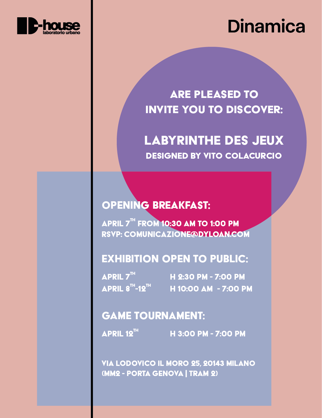 Invito Dinamica per l'opening breakfast della Milano Design Week 2025
