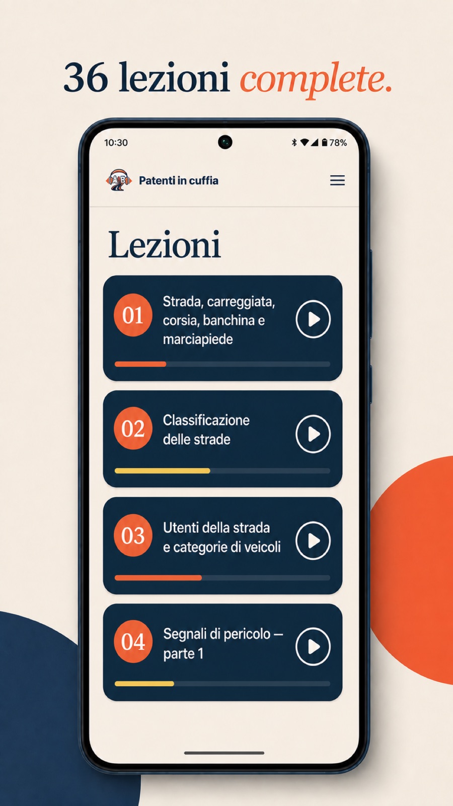 Elenco delle lezioni di Patenti in cuffia