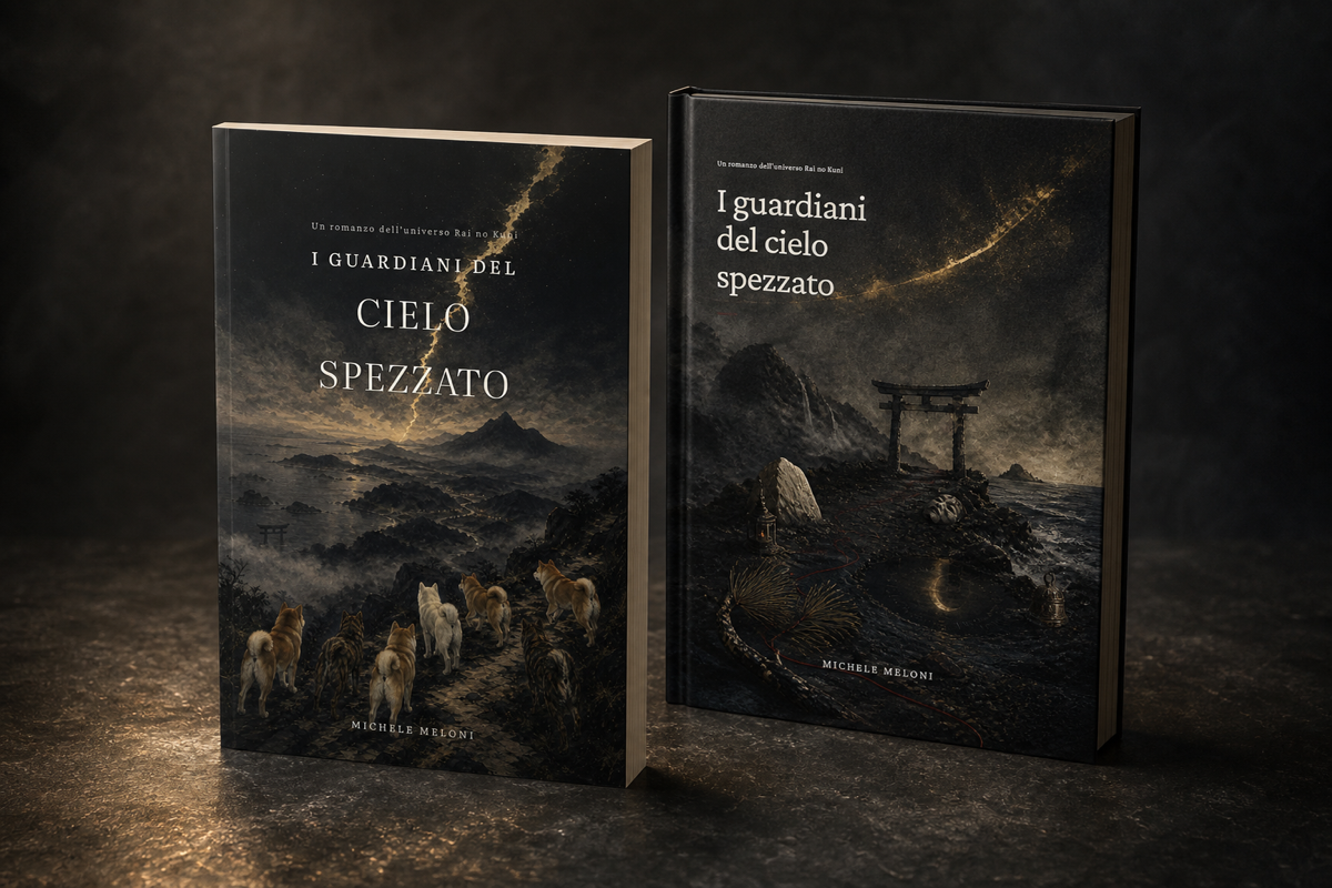 Mockup delle edizioni brossura e copertina rigida de I guardiani del cielo spezzato