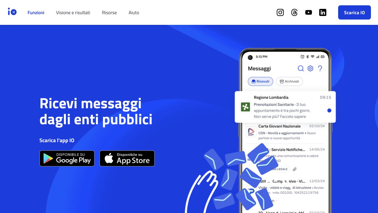 IO · Messaggi: interfaccia pubblica originale osservata il 7 settembre 2026